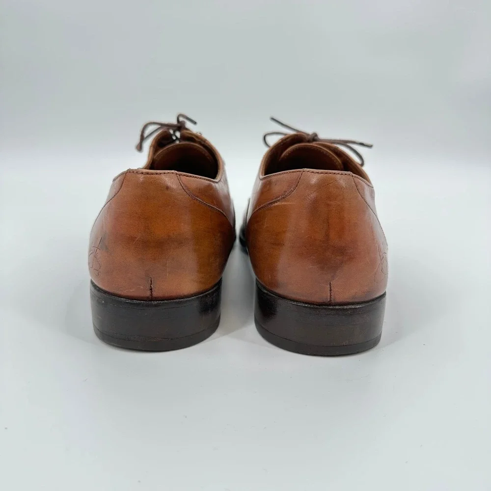 John Fluevog‎ Twin Turbine 211 Men Brown Leather Oxford Dress Shoes CA14 10M